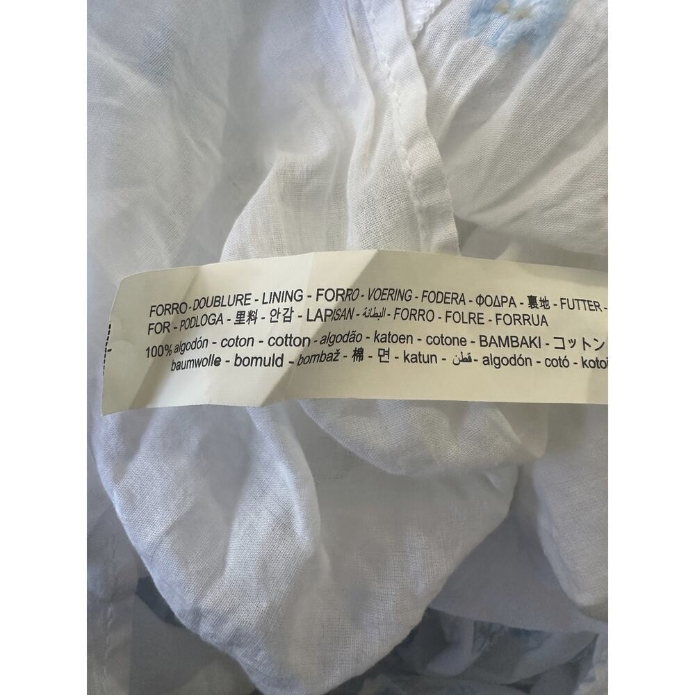 Zara Floral Embroidered Tiered Maxi Sundress Smocked White Blue Dress Size Large - Picture 15 of 16